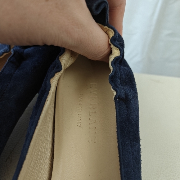 Everlane Women’s 7.5 Day Heel Round Toe Navy Suede Ballet Heels - Picture 7 of 9